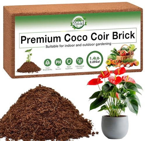Halatool 9L kokoserde für Pflanzen，Erde aus Kokosfasern ，mit niedrigem EC-Wert & ausgeglichenem pH - kokoserde gepresst für Blumen, Reptilien, Garten （1×650g）