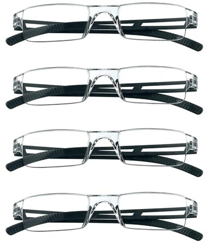 Hubeye 4 Pack Frameless Reading Glasses Ultralight Transparent Rimless Blue Light Blocking Computer Reader 2.50