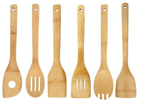 Biluer Set di 6 spatole in legno, cucchiai da cucina, cucchiai da cucina in Ilie, posate da insalata