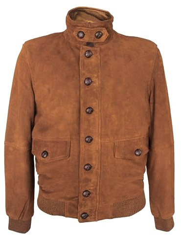 Zerimar - Chaqueta de Hombre en Piel de Ante - Cierre de Botones - 2 Bolsillos Exteriores - Ajuste Elegante y Cómoda