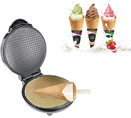 Nonstick Electric Waffle Cone Maker Machine for Ice Cream Egg Rolls Kitchen Cooking Gift for Dessert Baking Pan