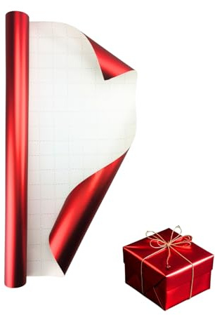 Carta da regalo opaca opaca metallica, per Natale, compleanni, Pasqua e tutte le occasioni festive (rosso, 43 cm x 3 m)