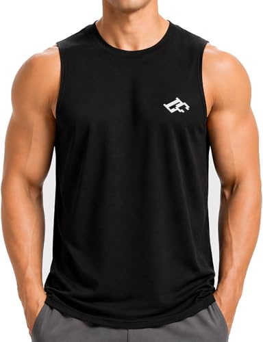 Camisetas sin Mangas para Entrenamiento de Hombre, de Secado rápido, para Gimnasio, musculosas, para Fitness, para Correr, sin Mangas Negro M