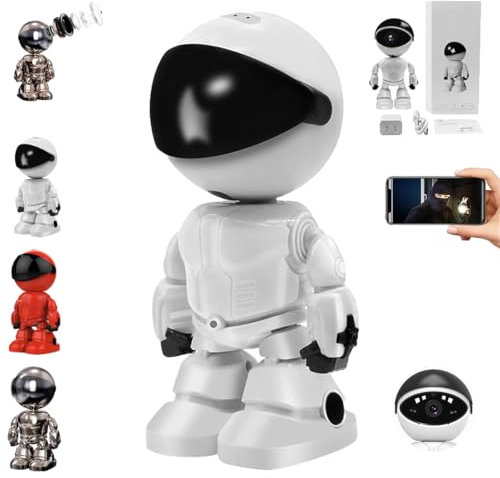 Wireless Indoor Motion Detection Camera, Surveillance Robot Cam, 2K 5G/2.4Ghz-Wifi Security Camera, Color Night Vision, Siren Alarm, Two-Way Talk, Human Detection, for Home Indoor(White)
