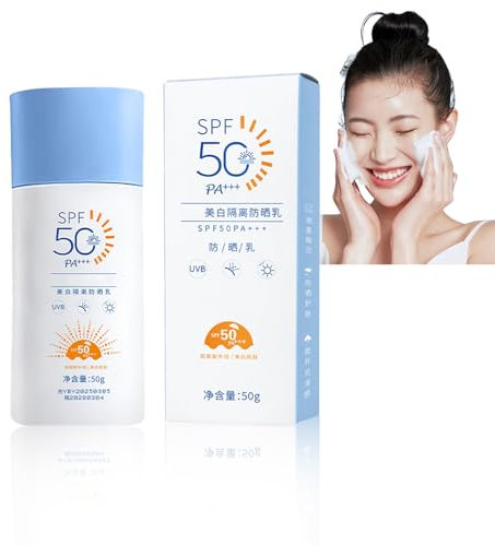 Crema Solare Viso,Protezione Solare 50 Viso,Spf50+ Pa+++ Con Effetto Schiarente E Tone-Up,Texture Leggera E Traspirante,Idratante E Non Appiccicosaprotezione Solare Estiva,Uso Quotidiano