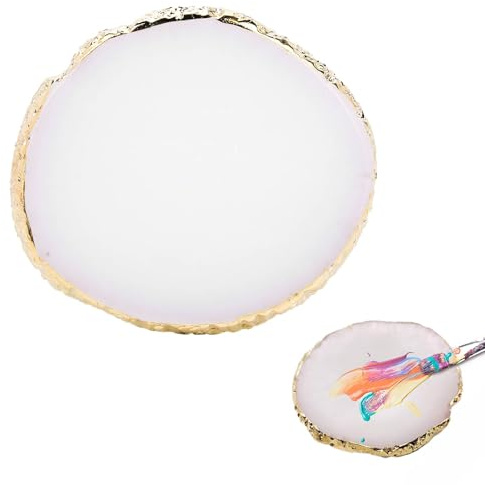 Henyall Resin Nail Art Palette,Nail Polish Color Mixing Palette,Golden Edge Nail Holder Display Board for Makeup Beauty Nail Art,Professional DIY Nail Tech Colouring Tool (White)