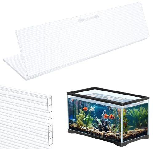 Sieral Aquarium Canopy Set Polycarbonate Greenhouse Panels 35.13 x 17.13 x 0.12 Inch for 50/65/84 Gallon Fish Tank Without Center Brace Aquariums Cover Fish Tank Lid, Clear