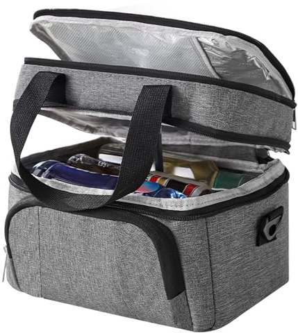 Borsa termica 10L, doppio scomparto, lunch bag pieghevole con tracolla regolabile, borsa frigo impermeabile per lavoro, scuola, spiaggia, picnic