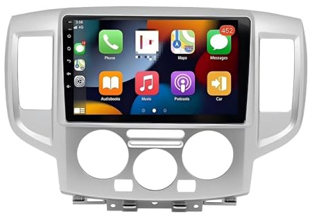 Radio estéreo para Coche con cámara, micrófono, GPS, Compatible CarPlay, Android Auto, WiFi y Bluetooth para NV200 Sistema de navegación en el automóvil