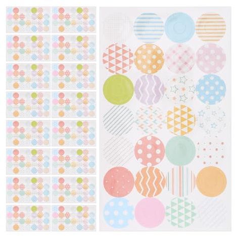 HOMOCONO Pegatinas de Refuerzo para Agujeros Redondos de Papel, Etiquetas Autoadhesivas Decorativas Geométricas, Paquete de 20 Unidades para Carpetas y Documentos Escolares, Uso en Oficina
