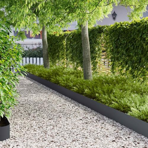Holepyr 10 cercas de acero antracita, 103 x 20 cm, borde de jardín, borde de parterres, borde de césped, borde flexible para caminos de jardín y parterres