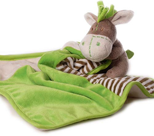 Inware, panno per coccole, asino, 30 cm, grigio/verde