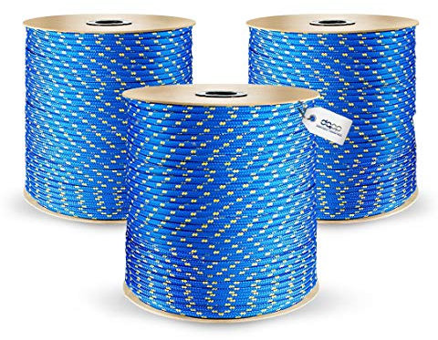 DQ-PP POLYPROPYLENSEIL – 4mm – 200m – BLAU – Traglast bis 180 kg Flechtleine Textilseil Schnur Rope Kordel Kunststoffseil geflochten