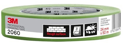 3M Pro UU001544665 Cinta de Enmascarar Profesionale de 24 mm נ50 m, Verde, 24mm