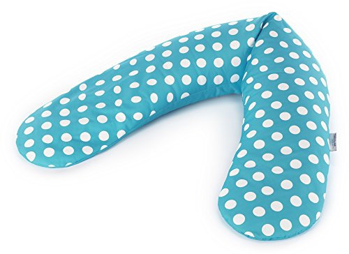 Theraline Ersatzbezug für Das Original Schwangerschaftskissen & Stillkissen, Stillkissen Bezug 190 cm, aus 100% Baumwolle, Farbe: Indie Dots Petrol
