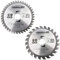 Lot de 2 lames de scie circulaire HM - Diamètre : 125 mm - 22,23 mm / 20 mm / 24 dents + 40 dents T - Pour bois, plastique