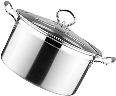 HEMOTON Pentola in Acciaio Inossidabile con Coperchio Pentola Antiaderente per Cucina Domestica Fornello Forno Pentole Lavastoviglie (Argento 22 Cm)