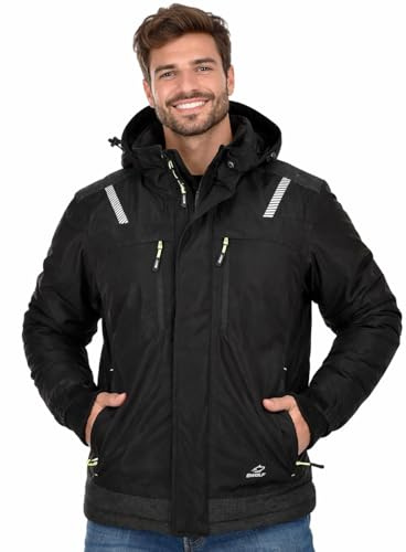 BWOLF OLYMPIA Giubbotto Uomo Invernale Giacca da Lavoro Uomo Antivento Cappotto Invernale con cappuccio, Nero, M