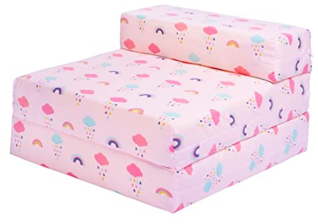 Ready Steady Bed Canapé-lit Enfant Pliable | Chaise-lit pour Enfants Imperméable pour Une Personne | Mobilier Confortable pour Tout-Petits pour Salon, Salle de Jeux, Chambre à Coucher (Arc-en-Ciel)