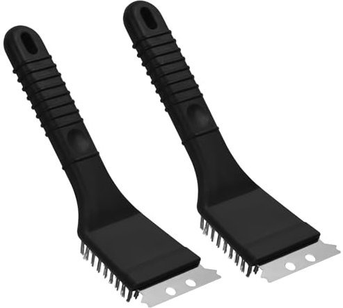 2 Stück Edelstahl Grill-Reinigungsbürsten mit Draht-Bürsten und Schabern, Grillbürsten und Reinigungswerkzeuge für Gas-, Elektro- und Holzkohle-Grills BBQ-Smoker Grill-Roste