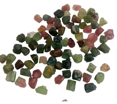 Gems For Jewels Pierres brutes multi-tourmalines de 6 à 9 mm pour femmes, bâtons bruts multi-tourmalines naturels en vrac, tourmaline pour bijoux (options de 25 cts à 100 cts) - PDG23, 75 carats