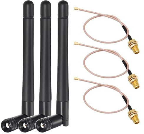 GTIWUNG 3 Pezzi RP SMA Antenna WiFi Dual Band 2.4GHz 5.8GHz Wireless + 3 Pezzi 30cm U.FL a RP-SMA RG178 Cavo Pigtail