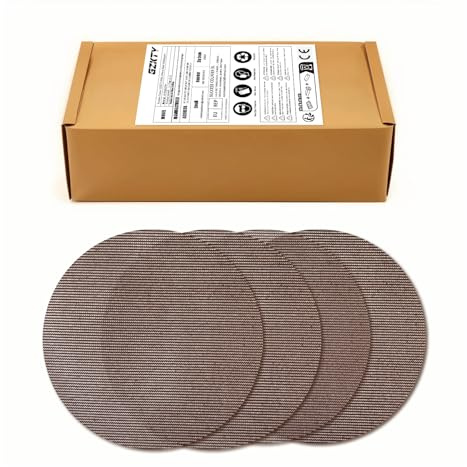 GZKTY 50 Pezzi Rete Dischi Abrasivi 150mm, Grana 150, Per Levigatrice Orbitale da 150mm e Levigatrici per Legno per la levigatura di superfici dure, legno, stucco, vernice, metallo