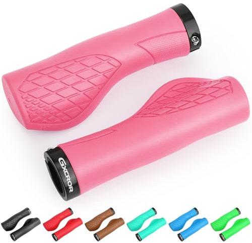 GXCROR Bike Grips,Ergonomic Bicycle Handlebars Grips Shock Absorbing Dual-Density Silicone,Universal 22.2mm Fit with 3D Non-Slip Pattern,Scooter Grips