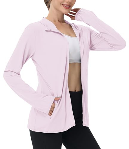 BFSWL Ropa de protección UV para mujer, chaqueta de manga larga de verano, transpirable, con capucha, para el sol, chaqueta deportiva, protección UV, camiseta deportiva, chaqueta para correr, chaqueta