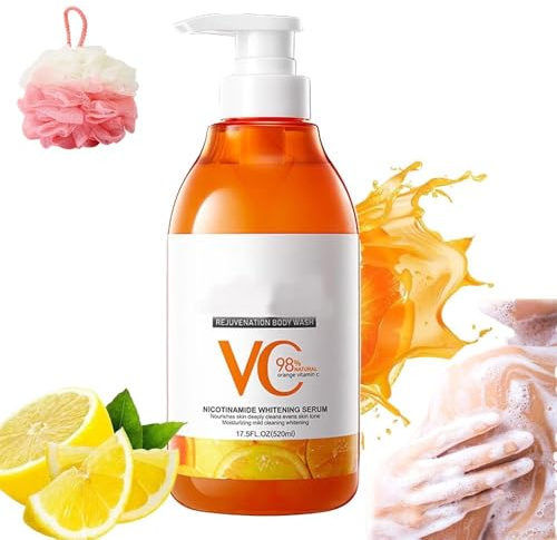 Vitamin C And Lemon Niacinamide Body Wash,Natural Nourish Vitamin C Body Wash,Deep Cleansing And Exfoliating Shower Gel,Evens Tone, All Skin Types,Gelimprove The Rough Skin
