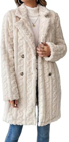 GUCURIN Cappotto Lungo Donna Giacca Pile Invernale Cappotto Donna Reversibile Peloso Pelliccia con Tasche Giacche