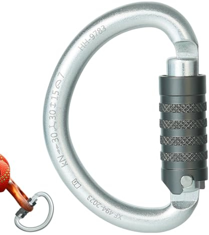 Mosquetón de Escalada | Mosquetones de Seguridad con Forma de D para Llaveros,Mosquetón de Bloqueo para Hamaca - para Gimnasio Senderismo Camping Exterior Asegurar Mascotas