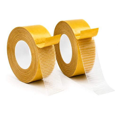 2PCS Ruban Adhésif Double Face, 3cm×20m, Double Face Extra Fort Extra Fort Pour Fixation Durable À La Maison, Adhésif Double Face Puissant Pour Moquette Mur Et Sol, Discret Et Facile À Utiliser