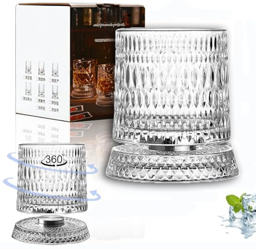 LIBRNTY Bicchieri da Whisky,Calice da Acqua Rotante360°,Bicchieri da whisky 280 ML,Bicchiere da Cocktail Cristallo per Bourbon,100% Senza Piombo da Whisky,adatte a vari festival (B003)