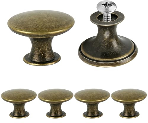 6 st. möbelknoppar vintage, skåpknoppar vintage, runda lådknappar, möbelknopp möbelhandtag antika dörrknappar, skåpknoppar, lådhandtag, skåphandtag, bronsfärger