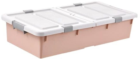 Colcolo Organizzatore Portaoggetti Sottoletto, Salvaspazio, Multifunzionale, Robusto, con Coperchio E Ruote per Cuscini, Asciugamani, Libri, Vestiti, Rosa