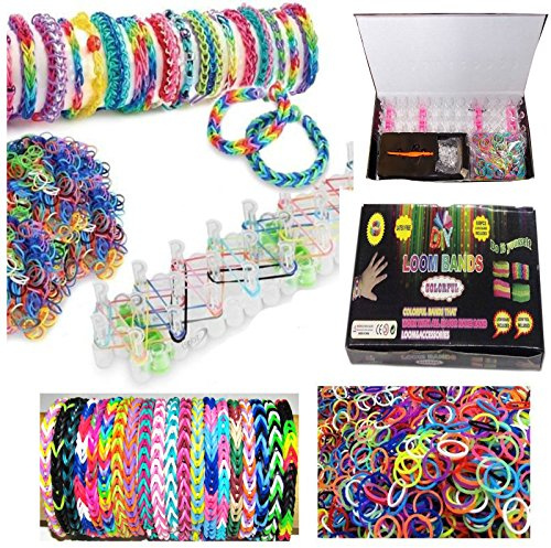 Rainbow Loom Bands - Set métier à tisser pour créer son bracelet. Comprend 1 métier à tisser, 1 crochet, 600 élastiques en plastique et 25 attaches.