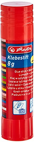 herlitz Klebestift 8 g, lösungsmittelfrei, farblos, für Papier, Pappe, Fotos und Karton, 1 Stück
