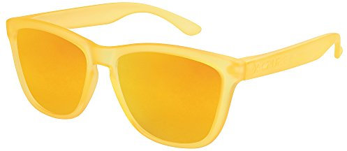 X-CRUZE® 9-061 Gafas de sol Nerd polarizadas estilo Retro Vintage Unisex Caballero Dama Hombre Mujer Gafas - anaranjado-transparente mate/anaranjado tipo espejo