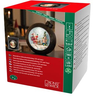 Konstsmide Jul LED snöglob lykta med jultomtescen, vattenfylld/för inomhusbruk (IP20)/batteridrift: 3 x AA 1,5 V (exkl.) / Jullykta 1 varmvita dioder, 4362-000
