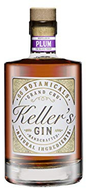 Keller’s Plum Classic Gin (1 x 0,5 l), vielseitiger Premium Gin aus 66 Botanicals mit fruchtiger Pflaume – 35% vol. Alkohol