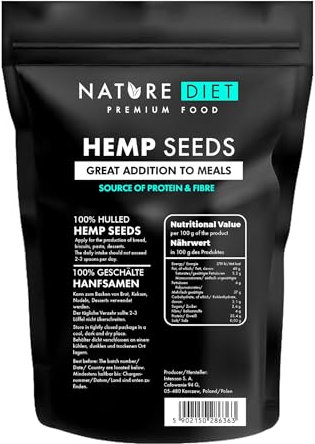 Graines de Chanvre 1000g | Décortiquées | Sans Gluten & Vegan | Riche en Protéines et Fibres | Source d’Oméga 3 & 6 | Superaliment pour une Nutrition Quotidienne | by Nature Diet