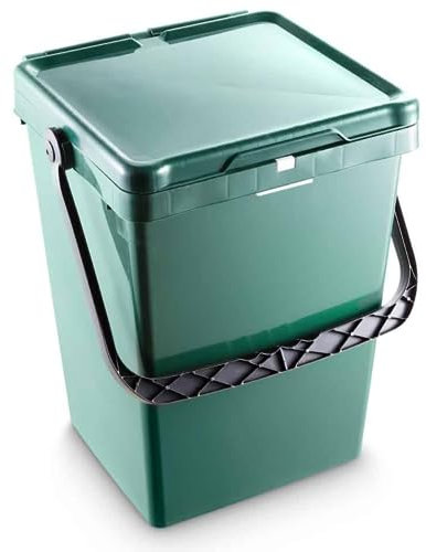 Tomaino - Pattumiera Raccolta Differenziata 20 lt - Bidone Umido, Vetro, Carta e Plastica con Manico Anti Randagismo - Cestino Secchio Spazzatura per Cucina ed Esterno - Verde