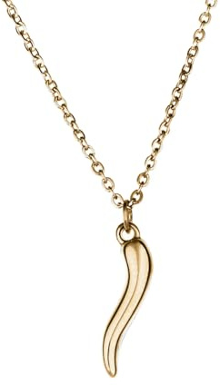 inSCINTILLE Collier Femme Corne Porte-Bonheur Acier inoxydable, Chaîne Réglable, Paquet Cadeau (L'or Rose)