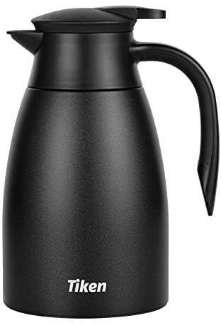 Tiken 1.5L Thermal Coffee Carafe Jug, Stainless Steel Insulated Vacuum Coffee Pot Flask for Tea Hot and Cold Drinks