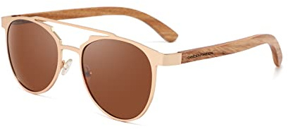GREENTREEN Lunettes de Pilote Bois Homme Femmes: Style Classique - Lunettes de Soleil Polarisées pour Conduite Pêche Voyages - pour Aviateur Conducteurs Amateurs de Mode - Protection UV400