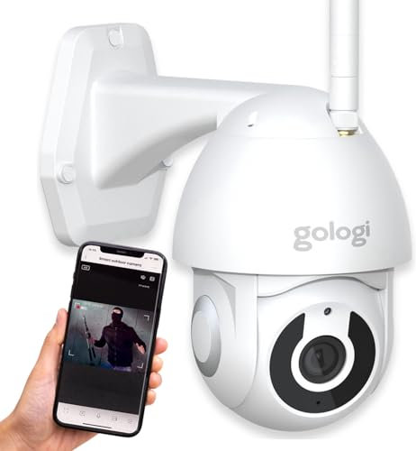 Gologi Überwachungskamera aussen WLAN - Nachtsicht Videoüberwachung mit Aufzeichnung - Full HD Überwachungstechnik Outdoor mit App - Mini Camera WiFi- Weiß