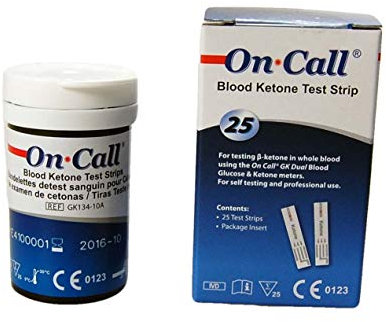 25 On Call Blood Ketone Test Strips for The Mission On-Call GK Dual Meter