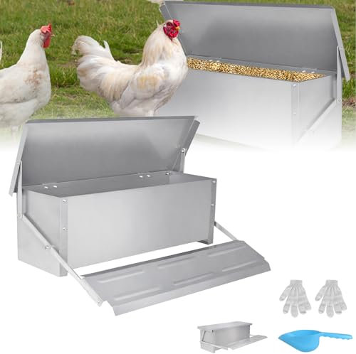 YARDIN futterautomat hühner hühnerfutterautomat 10kg Automatisches Schalterdesign Futterspender aus Aluminium Anti-Nagetier und Anti-Rost（1 Packet）