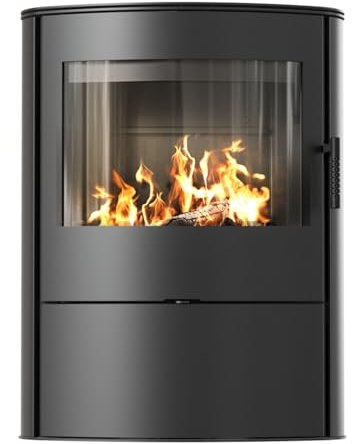 KRATKI Kaminofen Rollo 2-10 kW mit Raumluftunabhängig Ø 150 mm, BImSchV Stufe 2, EEK A - Kaminofen HKI - Schwarz Verkleidung